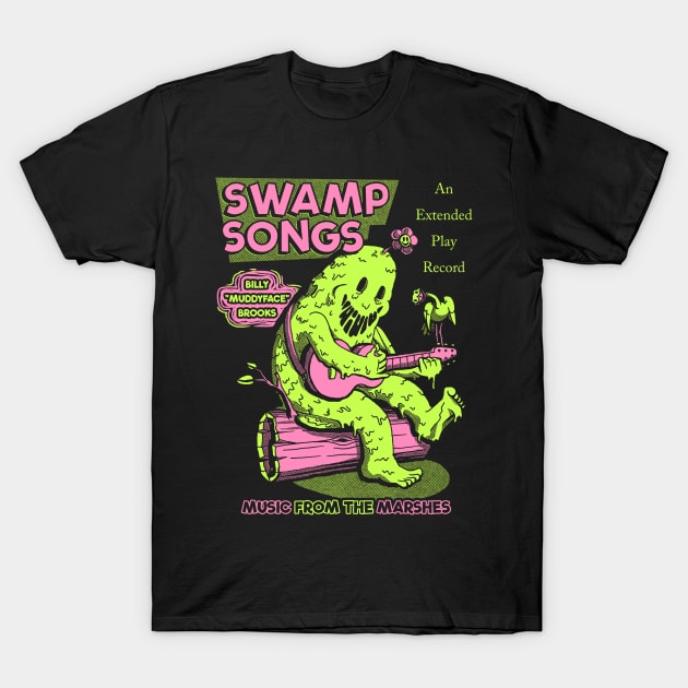 Swamp Songs - Black/Neon T-Shirt by Meganpalmer